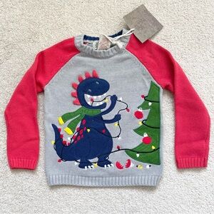NWT Dinosaur Christmas Holiday Crewneck Sweater Sz 4T